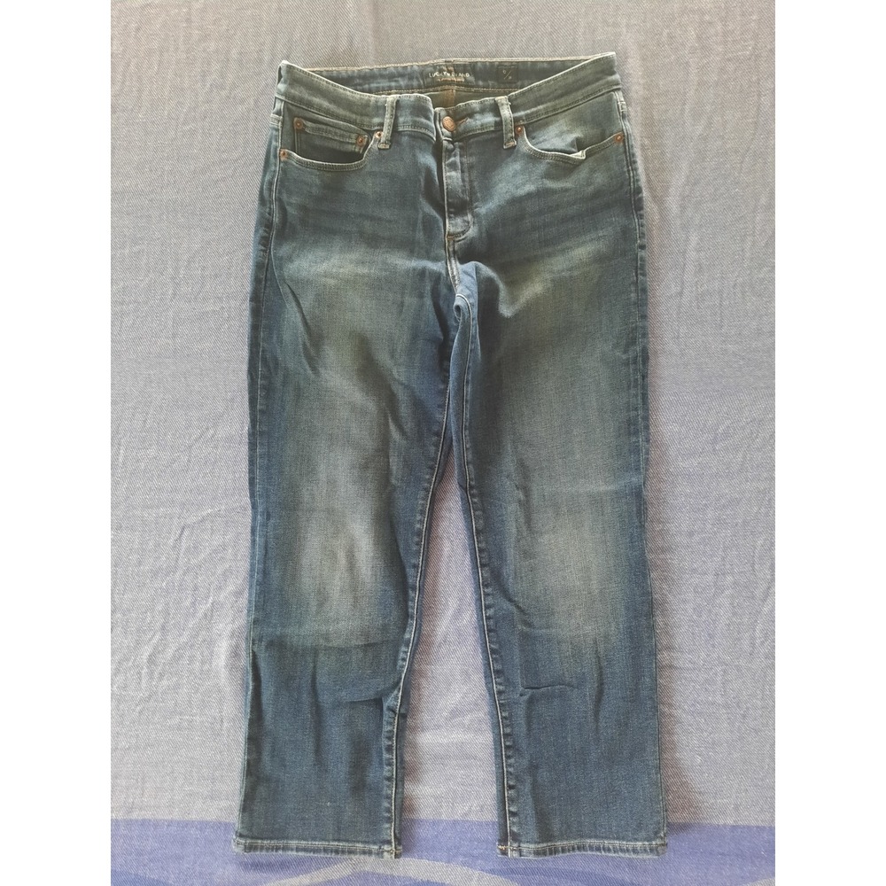 Lucky Brand Women Straight Leg Jeans Blue Medium Wash Stretch Denim 12x25 inseam